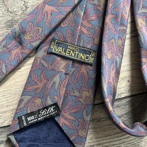 Mario Valentino Vintage Silk Botanical Pattern Tie